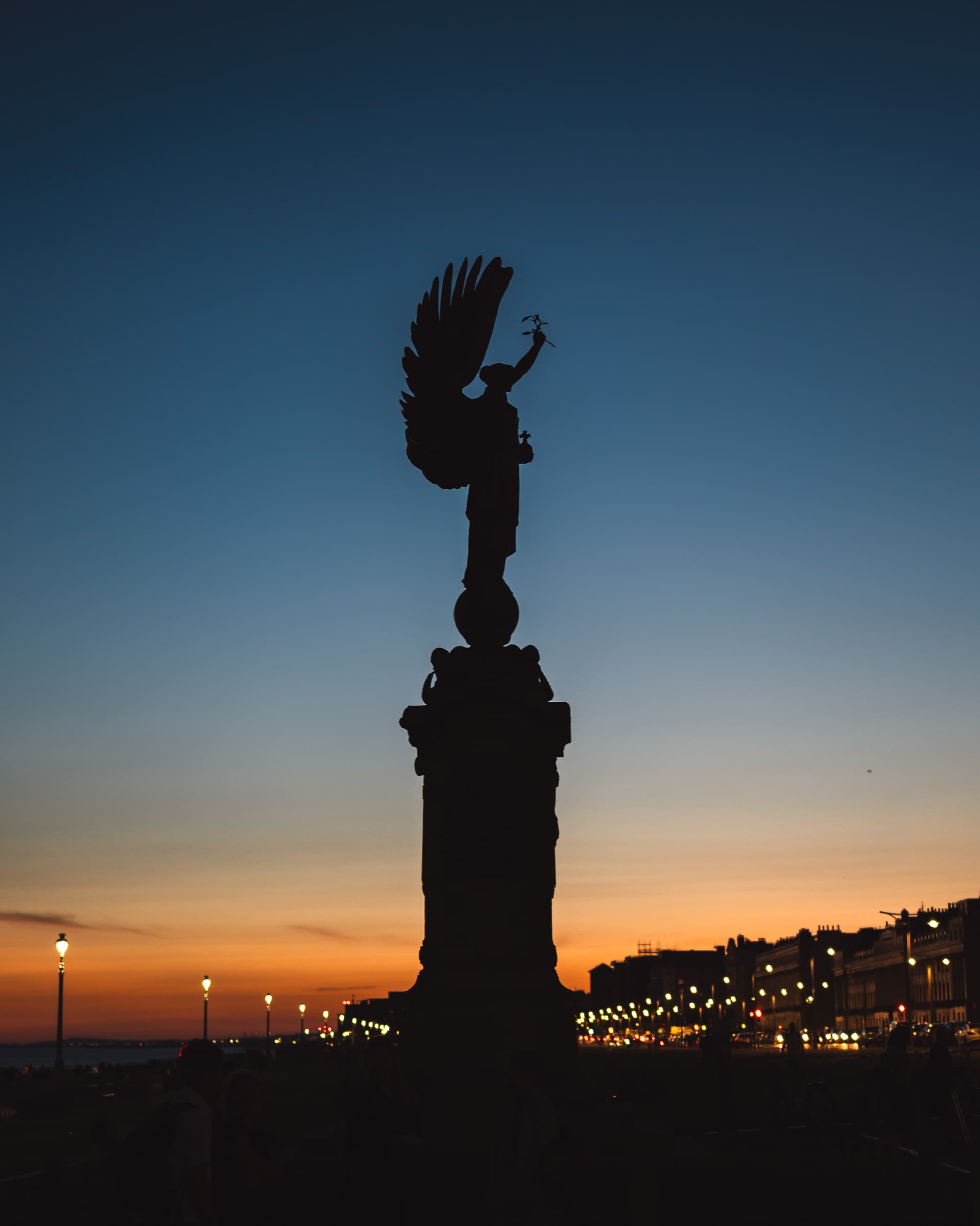 The Peace Statue on Hove seafront at golden hour